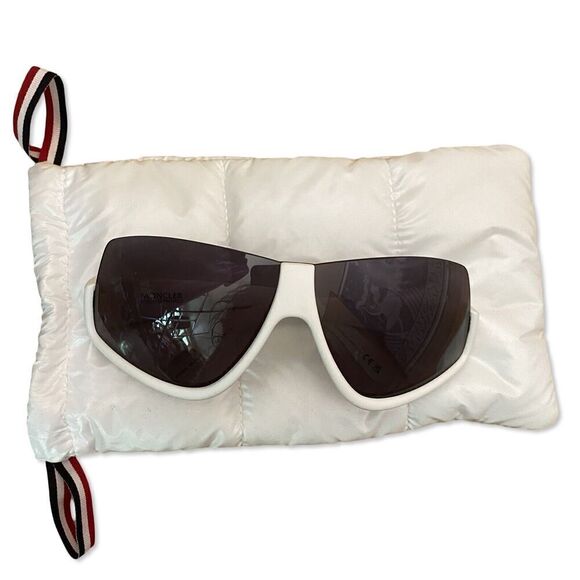 Moncler Vyzer Half-Rim Acetate Shield Sunglasses white half rim $435 - Picture 1 of 13
